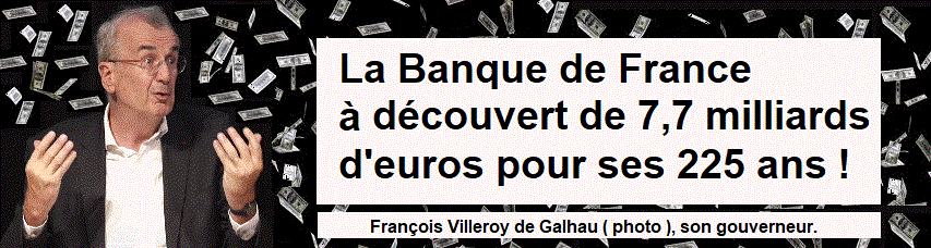La Banque de France à découvert de 7,7 milliards d'euros pour ses 225 ans !